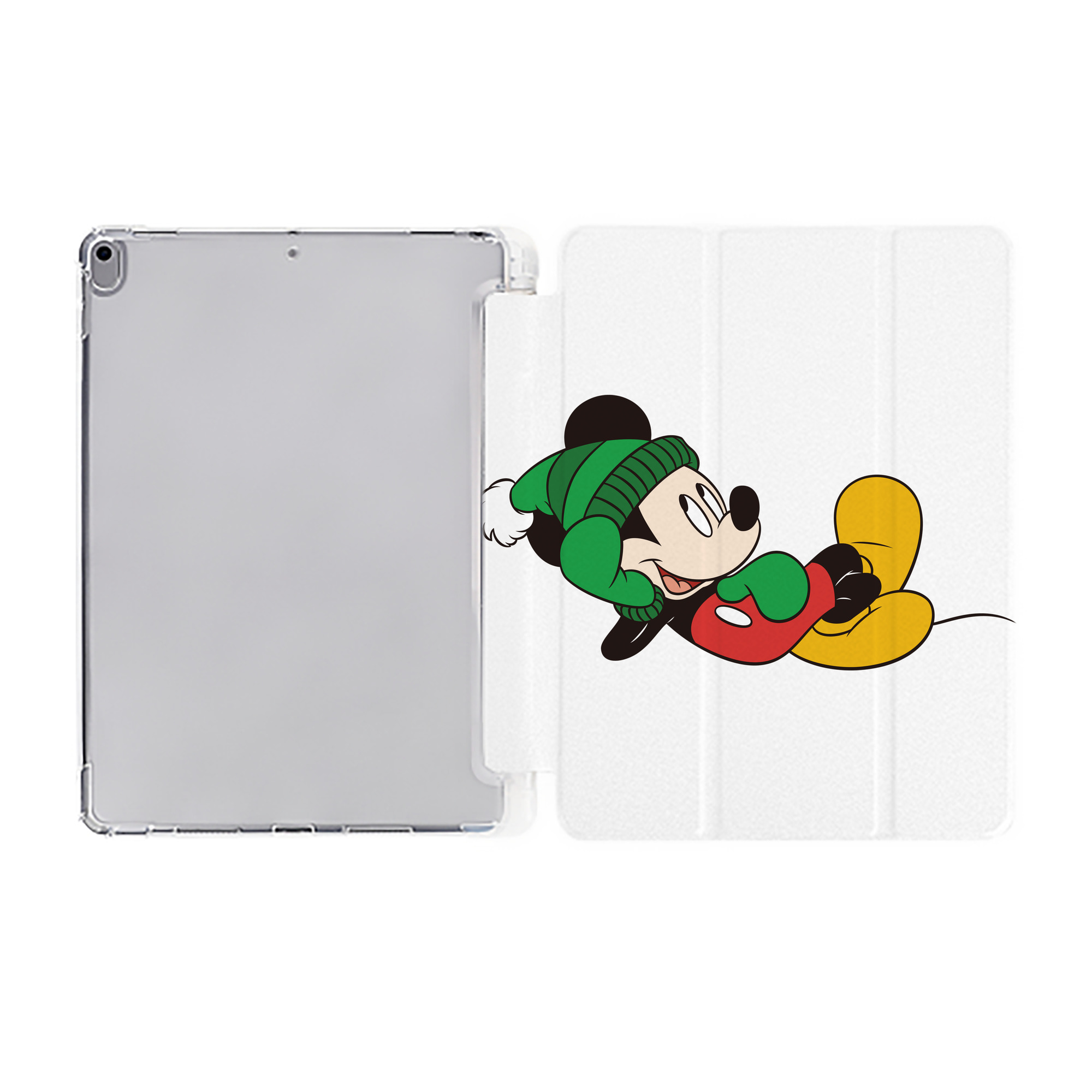 （画像用） ミッキーマウス Mickey Mouse IPad ケース ペン収納付き 三つ折りスタンド PUレザー×シリコン 対応機種9.5/10.5/10.9インチ